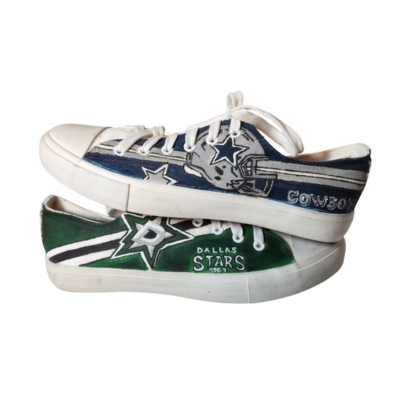 DALLAS MAVS Texas Rangers DALLAS COWBOYS Dallas Stars Custom Sneakers OOAK - Picture 7 of 15